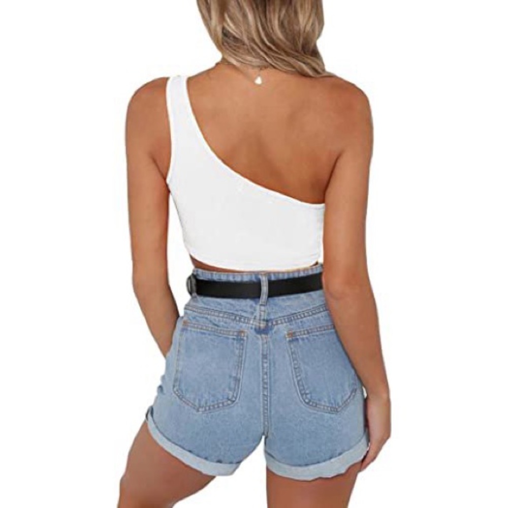 ANTHROPOLOGIE One Shoulder Ribbed Crop Top! - Picture 3 of 6
